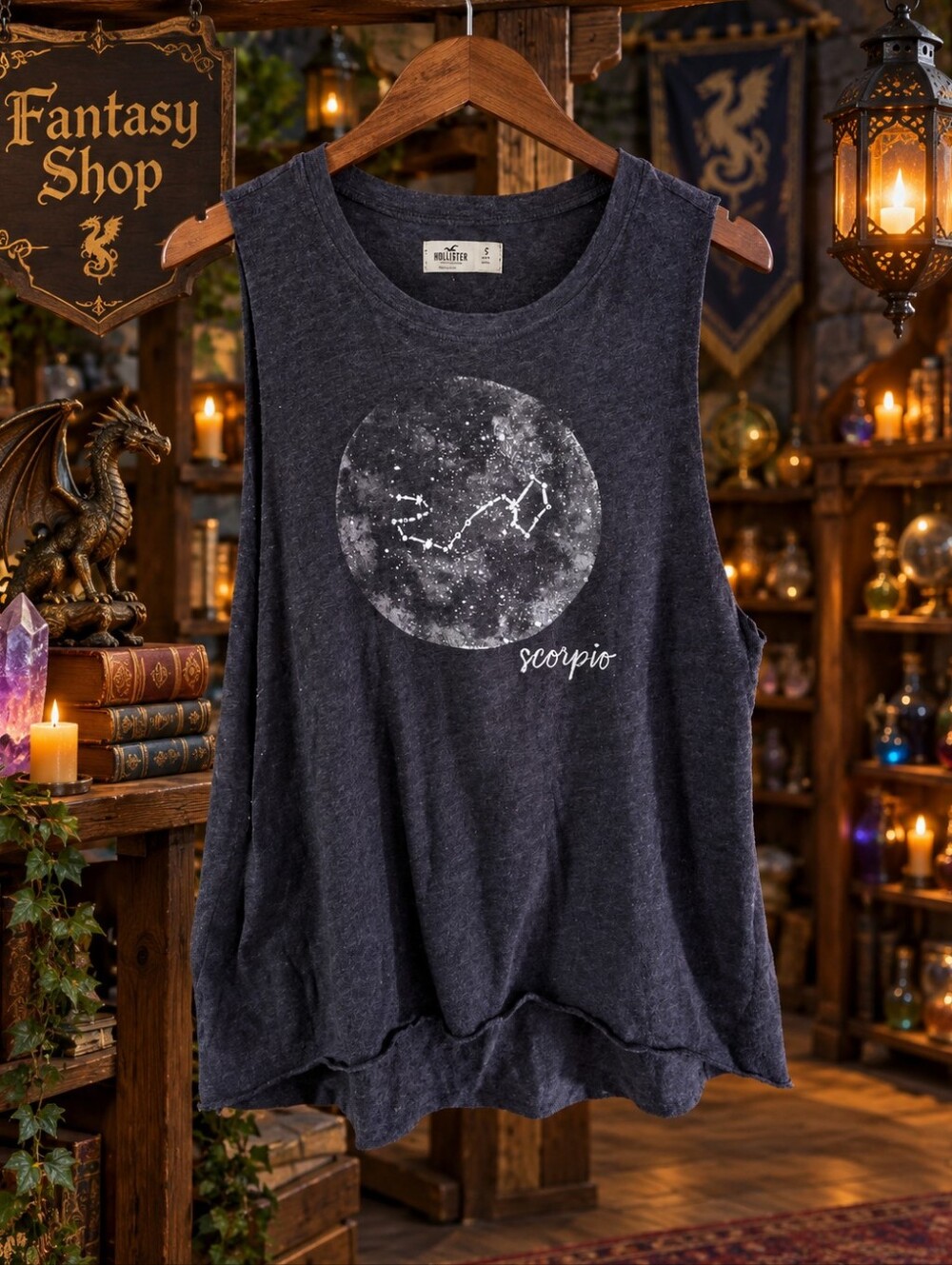 Hollister Charcoal Scorpio Graphic Tank Top